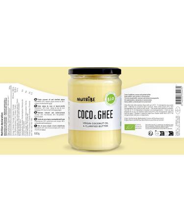 NUTRIBE Ghee and Organic Coconut Oil (500g jar) | Clarified pasture butter cold extracted coconut oil - Buy Online on GoSupps.com