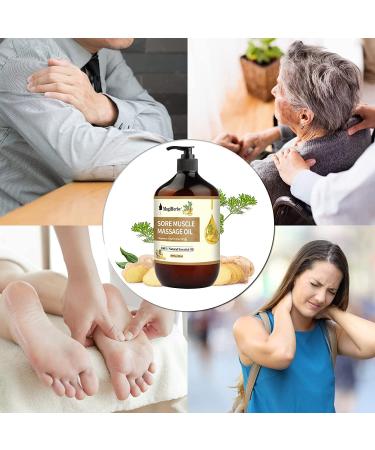Sore Muscle Massage Oil 251ML - Pure Ginger & Mugwort Essential Oil Blend for Warming, Repelling Cold, and Relaxing Active Body Relief - Buy Online on GoSupps.com