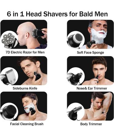 Razor Men's Electric Head Shaver - IPX7 Waterproof Rotary 7-Blade Bald Shaver with LCD Display for Wet & Dry Use - Buy Online on GoSupps.com