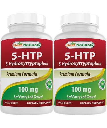 Best Naturals 2 Packs 5-HTP (5-hydroxytryptophan) 100 mg 120 Capsules - Buy Online on GoSupps.com