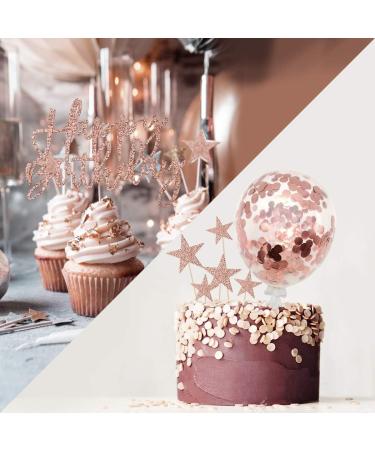 iZoeL Rose Gold Happy Birthday Cake Topper & Confetti Balloons - Perfect Decoration for Girls & Women Celebrations - Buy Online on GoSupps.com