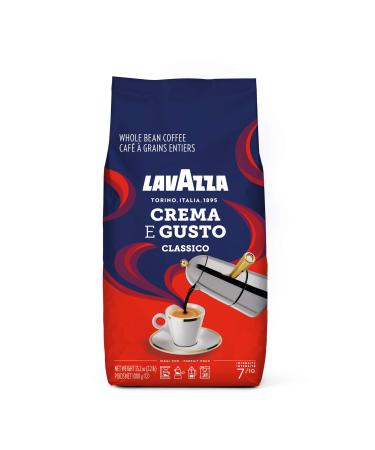 Lavazza Crema E Gusto Whole Bean Coffee Dark Roast 6 x 1 kg Bags 6 kg Authentic Italian Blended and roasted in Italy Full-bodied dark roast with creamy and full-bodied with spices notes Crema e Gusto 1 kg (Pack of 6)