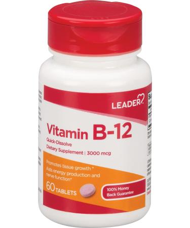 LEADER Vitamin B-12 3000Mcg 60 Tablets per Bottle (9 Pack)