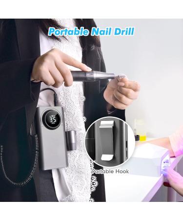 ROVLAK Electric Nail File 35000RPM Professional Electric Nail Cutter Rechargeable Cordless Pedicure Manicure Set with LED Display for Acrylic Gel and Cuticle Removal - Buy Online on GoSupps.com