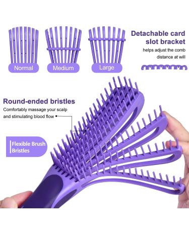 Detangling Hair Brush Set with Wide Tooth Comb and Rat Tail Comb - Purple | EZ Detangler Brush for Black Natural Hair - 5PCS Alligator Clips | Men, Women, Kids - Buy Online on GoSupps.com