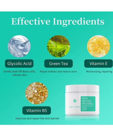 35% Glycolic Acid Pads for Face & Body Exfoliating AHA Resurfacing Pads with Vitamins B5 C & E and Green Tea for Fine Lines & Wrinkles 50 Count - Buy Online on GoSupps.com