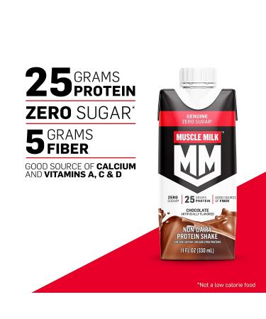 Muscle Milk Strawberries 'N Cr me Protein Shake 11oz 12 Pack - 25g Protein, Zero Sugar, Vitamins, Fiber - Energizing Snack & Workout Recovery - Buy Online on GoSupps.com