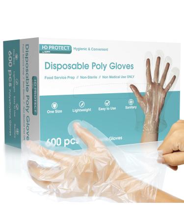 600 Pack Plastic Gloves - Best Value Cooking Gloves Disposable Food Safe. Bulk Food Safe Gloves - Transparent Food Grade Gloves & Gloves for Cooking. One Size Fits Most Guantes Desechables.