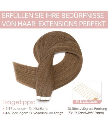 Silk-Co Tape in Extensions | 20stk Real Remy Hair | Light Brown 35cm Skin Weft | Best Quality Tape Extensions - Buy Online on GoSupps.com