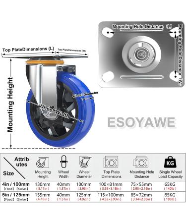 Threaded Shaft Swivel Castors Ball Castors 4 Inch 5 Inch Replacement Casters for Carts Furniture DIY Workben Set of 4 Moving Silent Shock Absorption Rubber Caster(Fixed+Swivel 100mm/4in) 100mm/4in Fixed+swivel - Buy Online on GoSupps.com