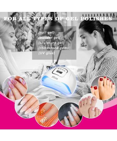 KFE Hardware 150W UV Gel Nail Lamp for Gel Polish- 4 Timers, Professional LED Nail Dryer for Curing Gel Nails, White/Pink - Buy Online on GoSupps.com