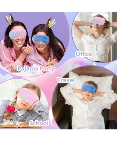 3 Pcs Plush Sleeping Eye Mask Set - Soft Faux Fur Blindfolds for Travel & Naps | Tie-Dye Colors (Pink Purple Blue) | Comfortable Eye Shade for Adults & Kids - Buy Online on GoSupps.com