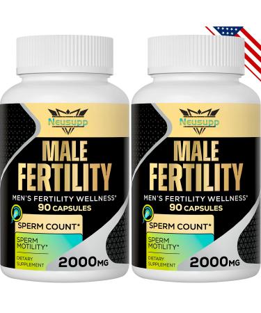 Fertility Supplements for Men Male Prenatal Vitamins -Optimal Sperm Count Motility and Strength 2000MG Mens Fertility Supplements with Maca Root Zin & Folate for Conception - 2 Months Supply 90 Count (Pack of 2)