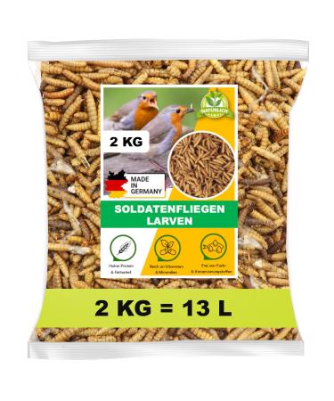 Tamy soldier flying larvae dried 2kg (13 liter) Hermetia bird feed fish feed turtle food hedgehog feed reptile feed Black Soldier Fly Protein and Fatreich 2 kg (1 Pack)
