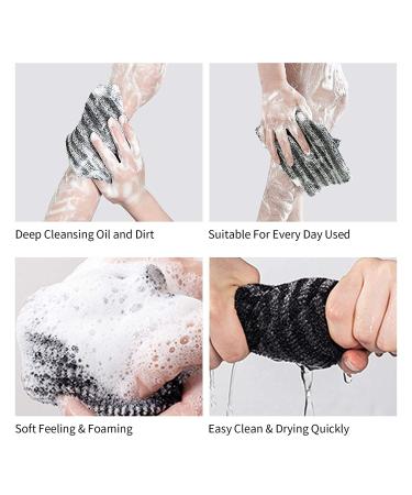 Exfoliating Back Scrubber Towel - Korean & Japanese Washcloth for Men & Women - Stripe Black - Buy Online on GoSupps.com