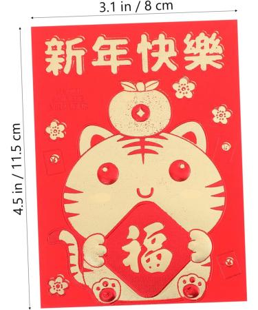 TEHAUX 60 Pcs Year of The Tiger Little Red Packets Lunar Year Supplies Chinese New Year Packet Party Red Packet Lucky Money Envelopes Purses Gift Cash Packet Lyrics Paper Hundred Yuan Assorted Color 2 11.5X8CM - Buy Online on GoSupps.com