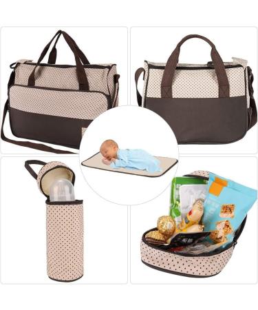 Halovie Multifunction Diaper Backpack - Adjustable 5-Part Shoulder Bag with Large Capacity for Baby Bottles - Stylish Brown Travel Bag - Buy Online on GoSupps.com