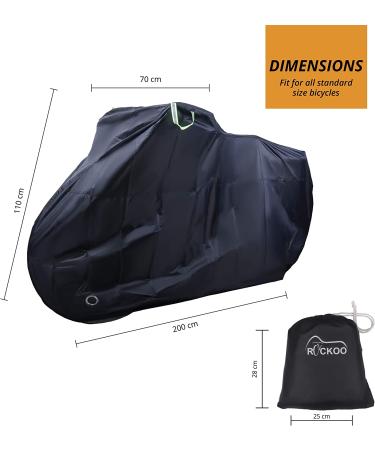 Rockoo Waterproof Bike Cover for 2 Bikes | Heavy Duty 190T Nylon, UV Protection, Dustproof | Lock Holes, Storage Bag | Ideal for Mountain & Road Bikes, Black - Buy Online on GoSupps.com