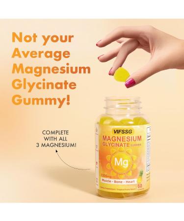 Magnesium Glycinate Gummies 500 Mg Triple Magnesium Complex Sugar-Free Gummies with Malate 400 Mg Citrate 400 Mg Magnesium Supplement Chewable for Women & Men Vegan Organic 60 Count 60 Count (Pack of 1) - Buy Online on GoSupps.com