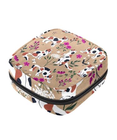 Menstruation pad bag with zipper women's napkin bag tampons collective bags for women and girls (cute cat flowers)