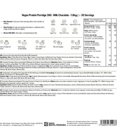Vegan Protein Porridge | Chocolate | High Protein Breakfast | Plant Based | Protein Works | 1.8kg - Buy Online on GoSupps.com