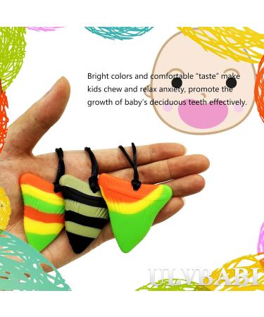3-Pack Silicone Baby Bite Ring Necklace | Soft Sensory Chewelry for Adults & Infants - Shark Tooth Design - Buy Online on GoSupps.com