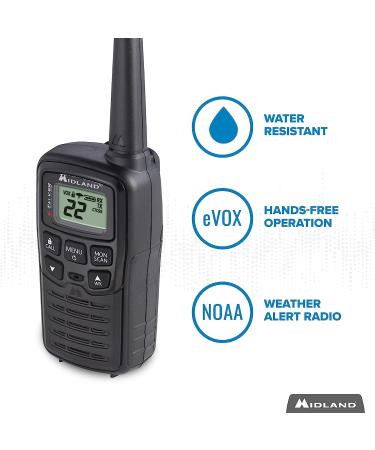 Midland T10 X-TALKER Two Way Radios - 22 Channel FRS Walkie Talkies with Extended Range, 38 Privacy Codes & NOAA Weather Alert - Black (2 Pack) - Buy Online on GoSupps.com