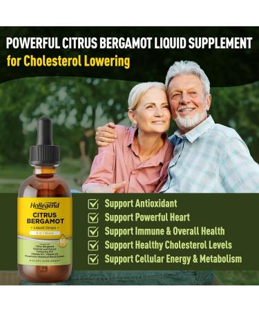 HOLLEGEND Citrus Bergamot Liquid Drops Organic Citrus Bergamot 1000mg Supplement for High Cholesterol Plus Soursop CoQ10 Vitamin D3 K2 for Heart Immune Health Support Vegan Lemon Flavor 2 Fl Oz - Buy Online on GoSupps.com