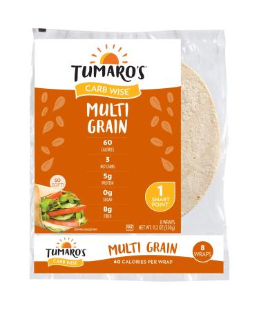 Tumaro's 8" CarbWise™ Wraps - Multigrain - 8 Count - Case of 6