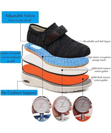 Buy Women's Wide Width Comfort Shoes for Diabetic Edema & Plantar Fasciitis - Adjustable Walking Shoes in Blue Size 12 - Buy Online on GoSupps.com