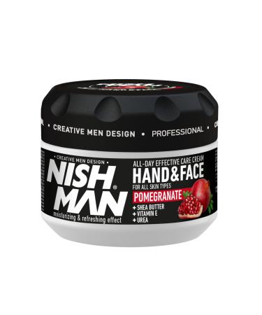 Nish Man Hand Face and Body Cream for Men 300 ml - Pomegranate Extract -Soothing Nourishing Moisturizing Refreshing Effect- Contains Shea Butter Vitamin-E Urea Daily Care Cream (Pomegranate)