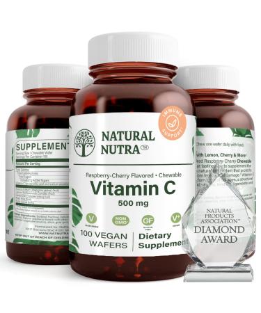 Natural Nutra Vitamin C Supplement for Kids and Adults Immune Booster Helps Supports Bone Health Protect Skin and Heart Health Vegetable Source 500 mg 100 Vegan Wafers 100 Count (Pack of 1)