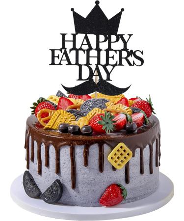 SUMERSHA 12 Pieces Happy Father's Day Cake Toppers Black Crown Beard Cupcake Picks for Father's Day Birthday Cake Decoration Party Supplies Father's Day #2 - Buy Online on GoSupps.com
