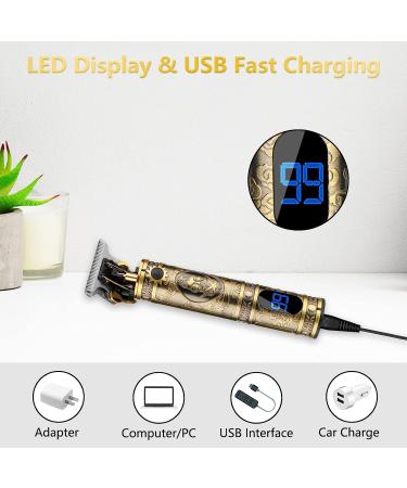 Saoilli Professional Hair Trimmer Set - Cordless Barber Clippers for Men - T-Blade Beard Trimmer & Nose Hair Trimmer - Electric Shaver Razor for Hair Cutting & Grooming - Bronze - Buy Online on GoSupps.com