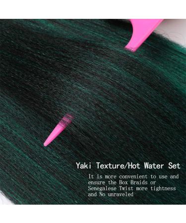 Pre-Stretched Braiding Hair - Showjarlly 26 Yaki Texture Crochet Extensions (8 Pack) - Soft Art Fiber in T1B/Green & 1B/66 - International Shipping Available - Buy Online on GoSupps.com