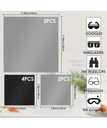 8-Piece Microfiber Cleaning Cloth Set for Glasses Screens & Cameras - 4 Black 2 Gray (20x20 cm) & 2 Gray (30x30 cm) | International Shipping Available - Buy Online on GoSupps.com