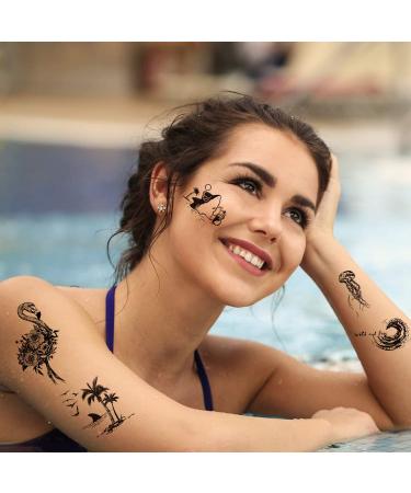 Konsait Temporary Tattoos (60 Sheets) for Adults & Kids - Waterproof Fake Black Tribal Body Art Stickers with Totem, Flower, Butterfly, Shark, Feather Designs - Buy Online on GoSupps.com