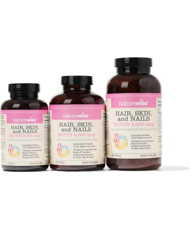 NatureWise Hair Skin and Nails Vitamin 5000mcg Biotin Collagen & Hyaluronic Acid - Non-GMO Gluten Free - 150 Softgels for Women - Buy Online on GoSupps.com