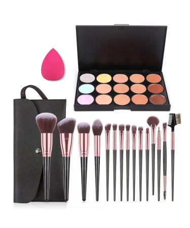 Pure Vie 24 pieces make-up brushes + 1 sponge puff + 15 colours concealer camouflage palette cover concealer makeup - Buy Online on GoSupps.com