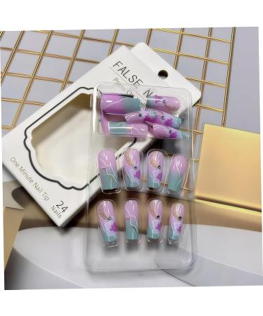 1 Set Acrylic Press on Nails Square Fake Nails with Glue Press on Nails Gradient Flower Fake Nails with Designs Full Cover Medium Coffin Press on Nails - Buy Online on GoSupps.com