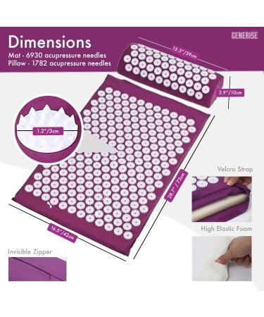Generise Acupressure Mat & Pillow Set for Pain Relief - Purple/White Spikes - Buy Online on GoSupps.com