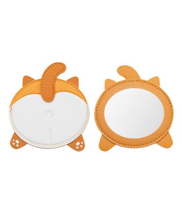 Ranzli 2 Pack Small Pocket Mirror Cute Compact Makeup Mirror Portable Mini Travel Mirror with PU Leather Dog's Big Butt Purse Mirror