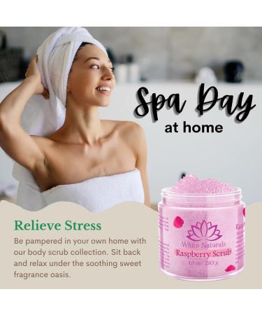 Organic Raspberry Scrub - Natural Exfoliating Salt Body & Face Scrub - Moisturizing Pure Exfoliator for Cellulite & Dead Skin - 10 oz - Buy Online on GoSupps.com