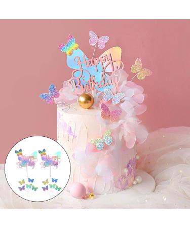 12 Pcs Butterfly Cake Toppers 3D Butterfly Cupcake Topper Sequins Glitter Happy Birthday Cake Decoration for Baby Shower Birthday Party Supplies(Random Colors) - Buy Online on GoSupps.com