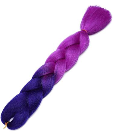 Ombre Braiding Hair 24inch Jumbo Braids High Temperature Fiber Synthetic Hair Extension 1pc 100g for Twist Braiding Hair Royalblue to Lilac - Buy Online on GoSupps.com