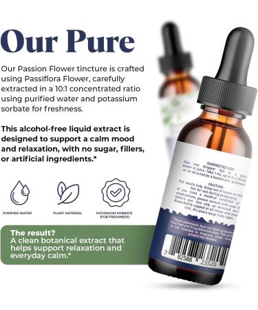 Amazing Botanicals Passionflower Liquid Extract Tincture (Passiflora incarnata) Vegan, Sugar & Alcohol-Free Herb Drops Supplement Drops Traditional Support for Relaxation - Non-GMO 30mL (1oz) - Buy Online on GoSupps.com