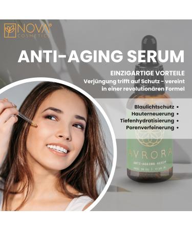  NOVA Cosmetics AVRORA Anti-Aging Serum - Intensive care for modern skin with protection against blue light from screens UV rays and environmental impact - With premium active ingredients - 30 ml - Buy Online on GoSupps.com