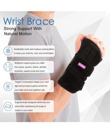 Buy Adjustable Wrist Brace for Carpal Tunnel Relief - Maximum Support Splint for Right Hand Ideal for Tendonitis & Arthritis - Night Support for Men & Women - Black & Rose Red S/M - Buy Online on GoSupps.com