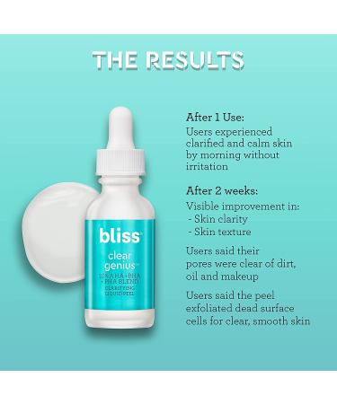 Bliss Clear Genius Overnight Liquid Peel | Exfoliating & Pore-Clearing Treatment | Clean, Cruelty-Free & Vegan Formula | 1 fl oz - Buy Online on GoSupps.com