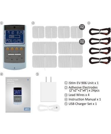 iStim TENS EMS Muscle Stimulator EV-906 - Pain Relief & Muscle Strengthening with Japanese Gelled Electrodes | Buy Internationally - Buy Online on GoSupps.com